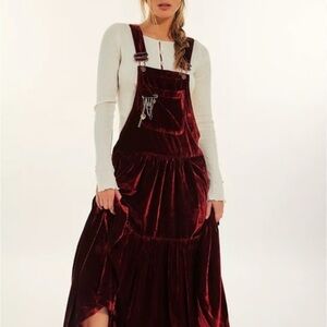 NWT Free People moonbeam velvet skirtall dress